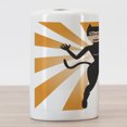 thumbnail image 3 of Retro Ceramic Toothbrush Holder, Cat Woman Halloween Costume on Starburst Background, Decorative Versatile Countertop for Bathroom, 4.5" X 2.7", Orange Grey, 3 of 4