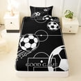 thumbnail image 3 of Castle Fairy Sport Soccer Twin Sheets 3pcs, Vintage Stars Print Bedding, Black White,1 Fitted Sheet, 1 Flat Sheet and 1 Pillowcase, 3 of 6