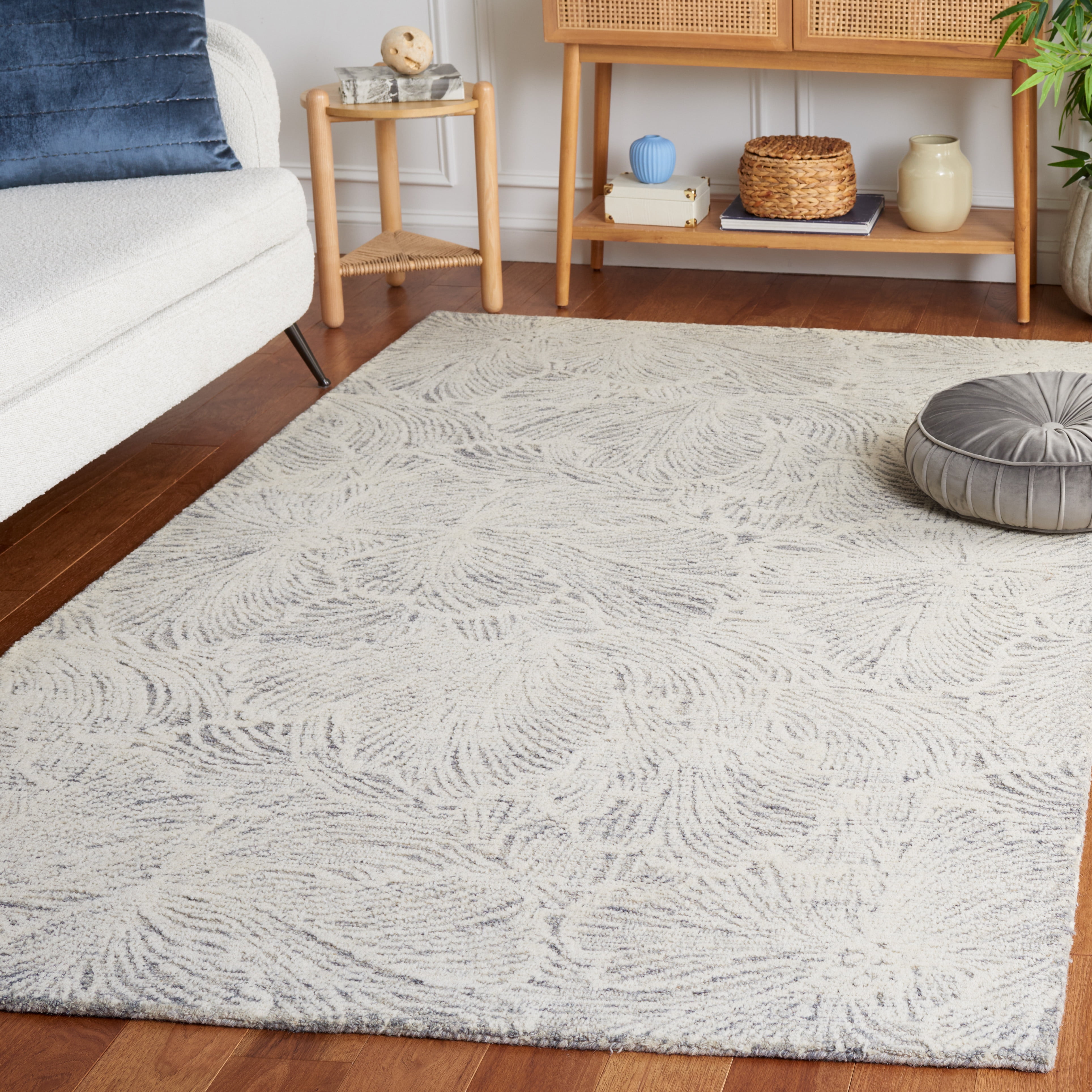 SAFAVIEH Ebony Aaliyah Floral Area Rug, Grey/Ivory, 8' x 10'