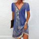 thumbnail image 3 of Vestido Corto para Mujeres Moda Cuello en V Manga Corta Impresa Suéter Vestido de Línea a para Ocasional Y Fiesta, 3 of 3