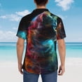 thumbnail image 4 of Fotbe Neon Spectrum Cat Portrait Camisa Hawaiana para Hombre Unisex – Camisa Casual de Verano con Botones de Manga Corta de Algodón y Lino,Large, 4 of 7
