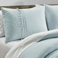 thumbnail image 4 of Chezmoi Collection Athena King Bed in a Bag 7-Pieces Floral Chenille Embroidered Pom Pom Stripe Comforter Set with Sheets All Season Bedding Set, King, Pale Blue, 4 of 6