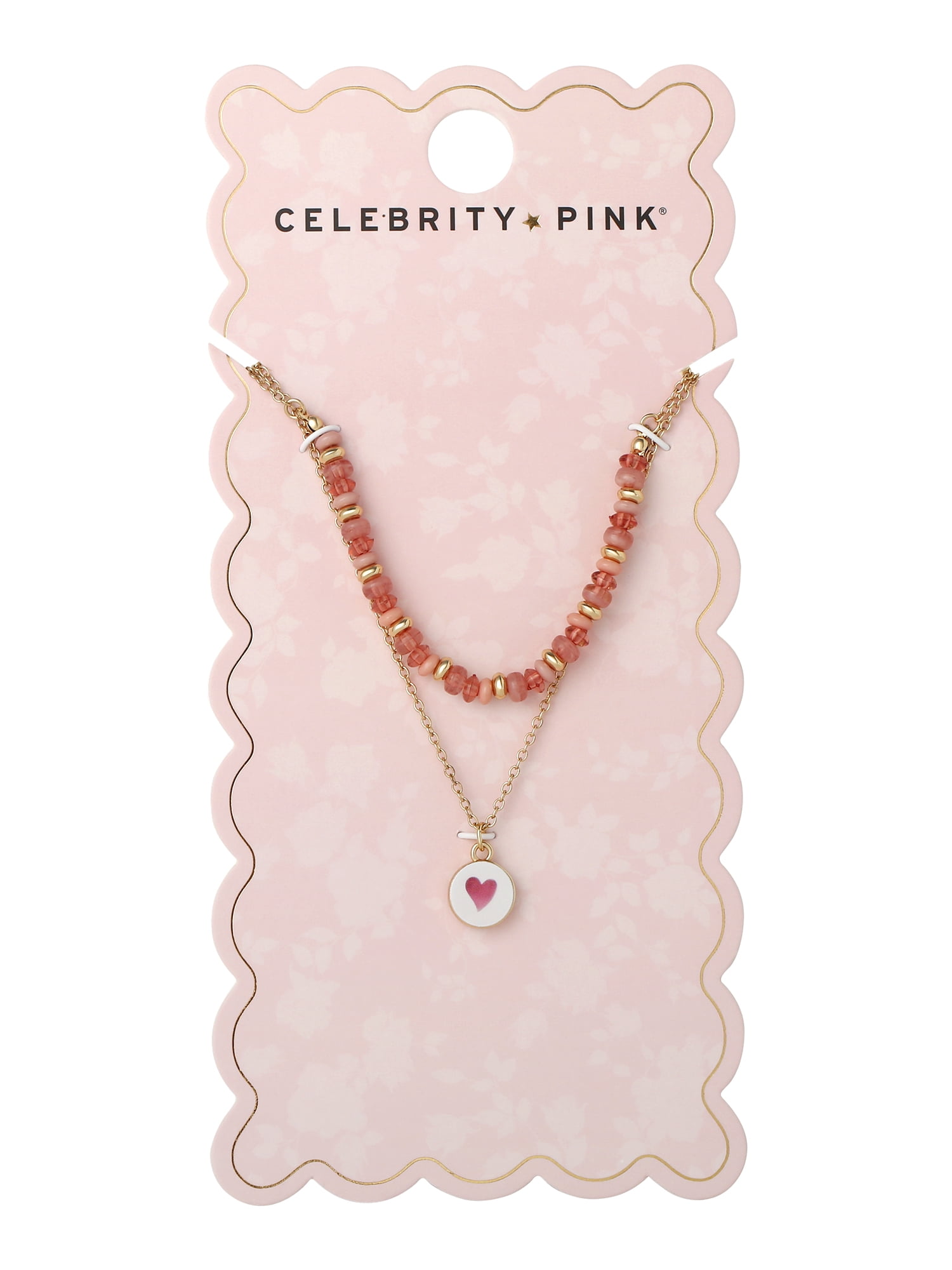 Celebrity Pink Women's Heart Layered Beaded Necklace