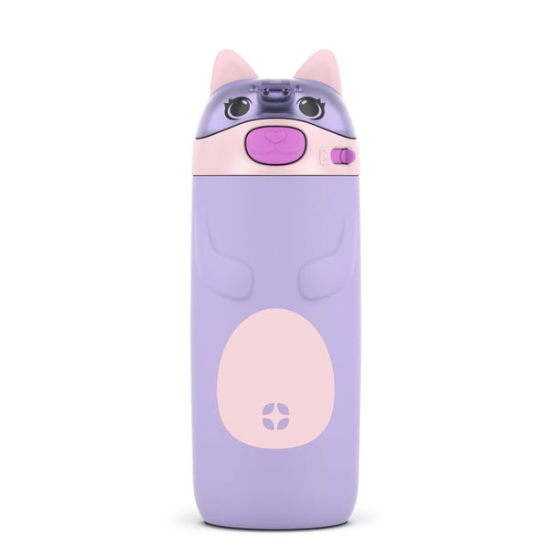 Ello Ellies Botella de agua para niños de acero inoxidable con aislamiento al vacío de 12 oz con pajita y asa de transporte incorporada y tapa con cierre a prueba de fugas para mochila escolar, lonche