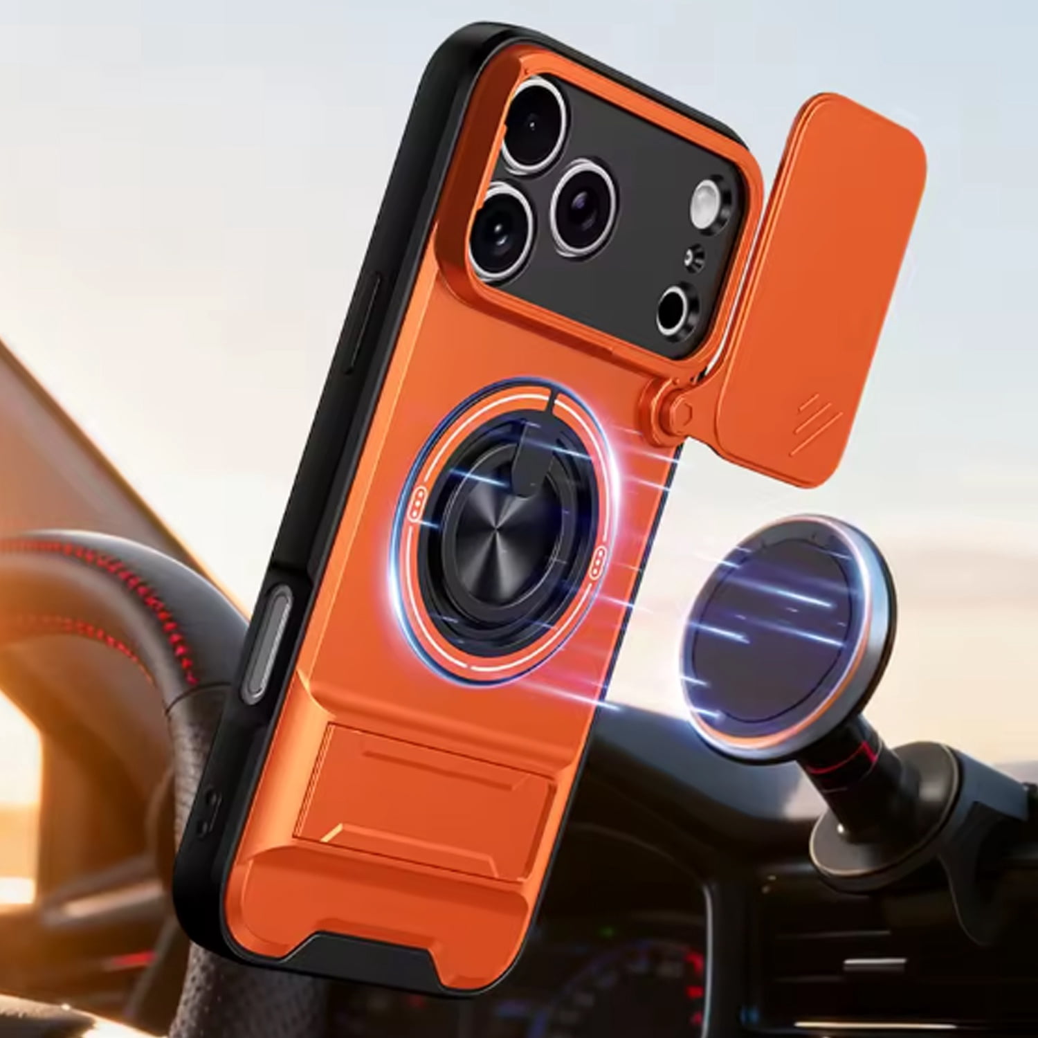 Heavy-Duty All-in-One Armor Case for iPhone 17 Pro - Orange
