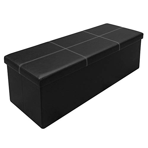 Faux Leather Small Ottomans Bench Foot Rest Stool Otto /& Ben Folding Toy Box Chest Bench End Table Line Black /& /& Ben Folding Toy Box Chest with Memory Foam Seat Line Black 45 Inch