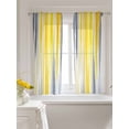 thumbnail image 3 of Yellow Gray White Curtains 54 Inch Length, Sheer Curtains for Bedroom Living Room Window Farmhouse Gradient Abstract Art Rod Pocket Voile Drapes Kitchen Curtains Small Half Window 52"x54" 2 Panels, 3 of 6