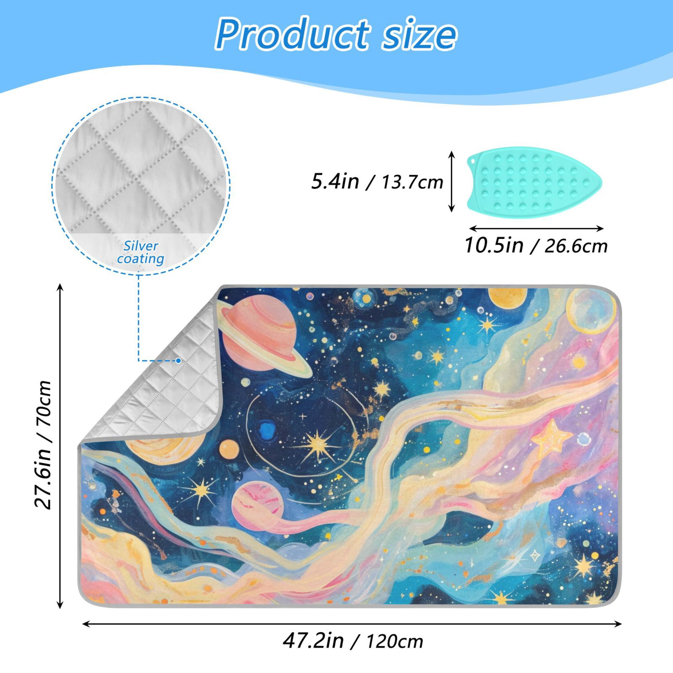 Starry Sky Dreamy Planets Stars Ironing Mat Blanket Portable Travel Ironing Pad Heat Resistant Pad 47.2" x 27.6”