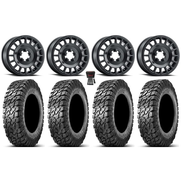 Method 407 15" Wheels Black 34" Predator Tires Polaris RZR Turbo R & Pro R Ranger 1500 Xpedition