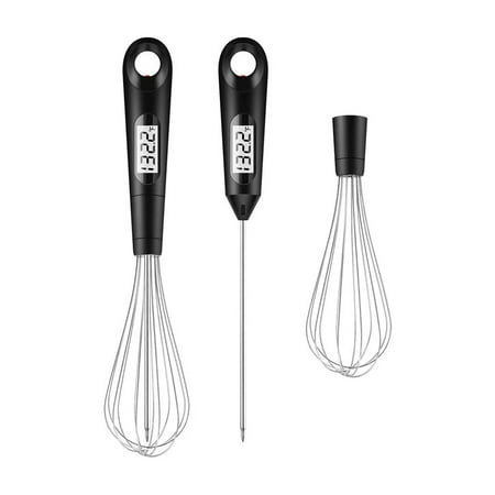 

2 in 1 Convenient Food Thermometer Digital Meat Thermometer Egg Beater Stainless Steel Whisk Cooking