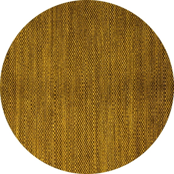 Ahgly Company Indoor Round Abstract Yellow Modern Area Rugs, 6' Round