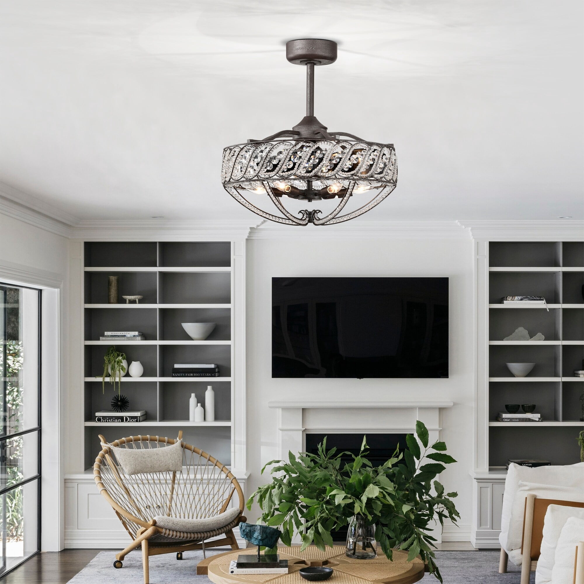 Sandi 24 in. 6-Light Indoor Weathered Dark Grey Finish Ceiling Fan with Light Kit