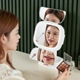 thumbnail image 4 of Hovmgk LED Makeup Mirror with Lights, Rotatable Desktop Mirror for Bedroom, Multifunctional Beauty Mirror with Storage for Cosmetics, Portable & Elegant Design, Beige/Pink/White, 4 of 6