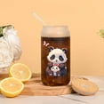 thumbnail image 6 of 16oz Frosted Glass Cup With Lid and Straw, Featuring Cute Padna Patterns, Tumbler Drinkware Set, Great for Gift or Everyday Use, For Cold and Hot, 6 of 9