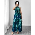 thumbnail image 6 of Multicolor Plus Size Sleeveless High Neck Maxi Dress With Cinched Waist And Floral Print, 6 of 7