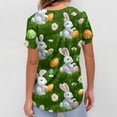 thumbnail image 3 of Easter Scrubs for Women Stretchy Short Sleeve V-Neck Funny Bunny Rabbits Eggs Print Medical Uniforms Plus Size Working T-Shirts with Pockets, 3 of 5