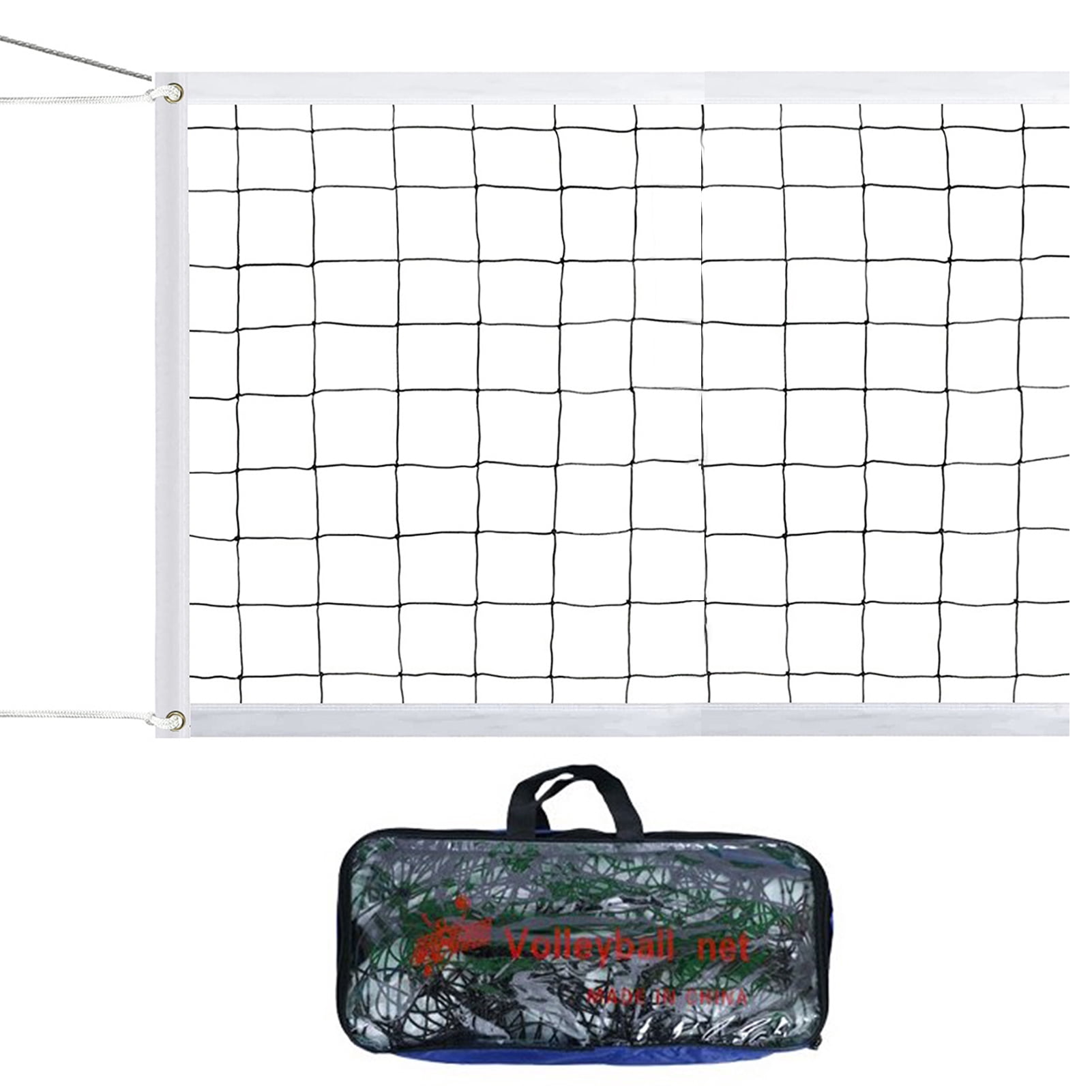 Opolski Outdoor Volleyball Net with Storage Bag Wear Resistant Simple Installation Professional Badminton Ball Sports Net Replacement Black White