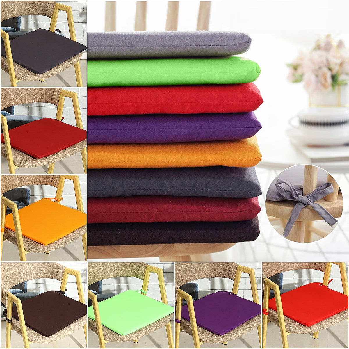 4x Home Office Soft Chair Seat Cushion Pad Floor Mat Garden Dining Room Patio 