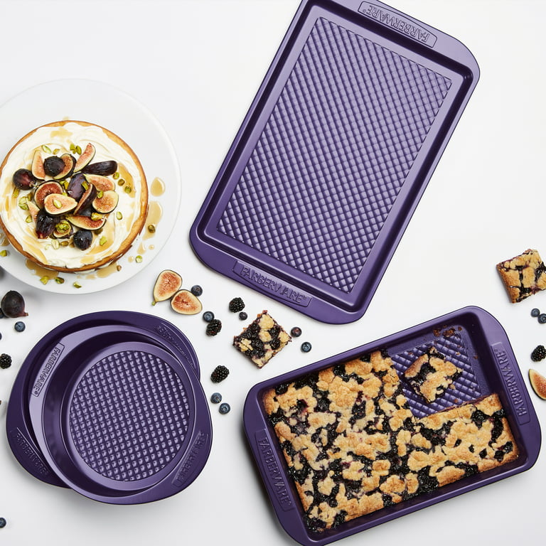 Farberware 4-Piece Nonstick Bakeware Set, Purple 