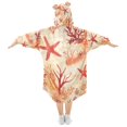 thumbnail image 2 of FORMRS Wearable Blanket Hoodie with Sleeves for Kids Cozy Flannel Sweatshirt, Red Starfish, 2 of 7