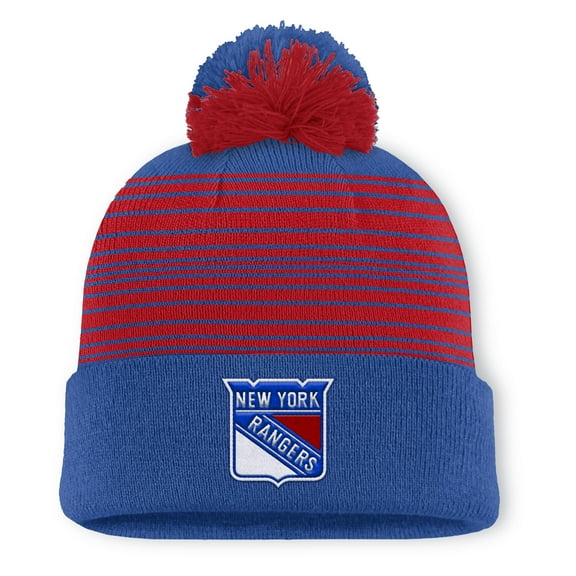 Men's Fanatics  Blue New York Rangers Fundamental Spirit Cuffed Pom Knit Hat