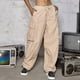 thumbnail image 5 of Gibobby Pantalones cargo para mujer 2023 Pantalones cargo Mujer Ropa holgada de ajuste relajado Pantalones negros Cintura alta Cremallera Cintura delgada(Caqui,X-CH), 5 of 5