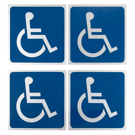 Juvale Handicap Signs - 4-Pack Metal Disabled Accessible Signs, Aluminum Wheelchair Ramp Signs, Self-Adhesive, Ideal for Public Spaces, Restaurants, Indoors and Outdoors, 5.5 x 5.5