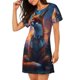thumbnail image 2 of Disketp Starry Sky Meditating Fox para Camisón Corto de Manga Corta para Mujeres, Camisón Cómodo con Escote Redondo, Bonito y Confortable, 2 of 6