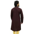 thumbnail image 4 of Atasi Men's Casual Linen Long Kurta Brown Ethnic Designer Shirt Wear-X-Large, 4 of 8