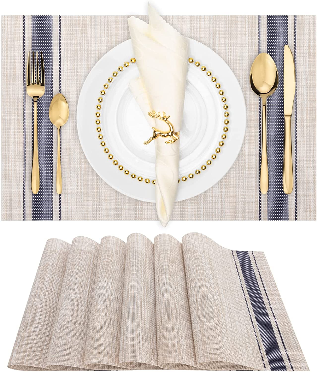 Set of 6 Placemats, Table Mats Indoor Placemats Washable PVC NonSlip