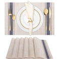 thumbnail image 1 of GHSDFBB Placemats, Set of 6 Heat Resistant Stain Resistant Non-Slip Woven Vinyl Insulation Placemats, Washable Durable Elegant Table Mats for Kitchen Dining (Beige Blue), 1 of 7