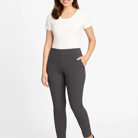 LVPL Ladies' Pull-On Mid-Rise Pants, Gray Print 16/33