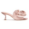 thumbnail image 2 of XYD Women Open Toe Applique Mid Spool Heels Slip on Ruffled Flower Mules Elegant Prom Party Slide Sandals Size 16 Light Pink, 2 of 4