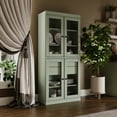 thumbnail image 4 of Palace Imports 100% Solid Wood Kitchen Pantry Storage Cabinet with Glass Doors, Adjustable Shelves and 2-Drawers, Sage, 4 of 7