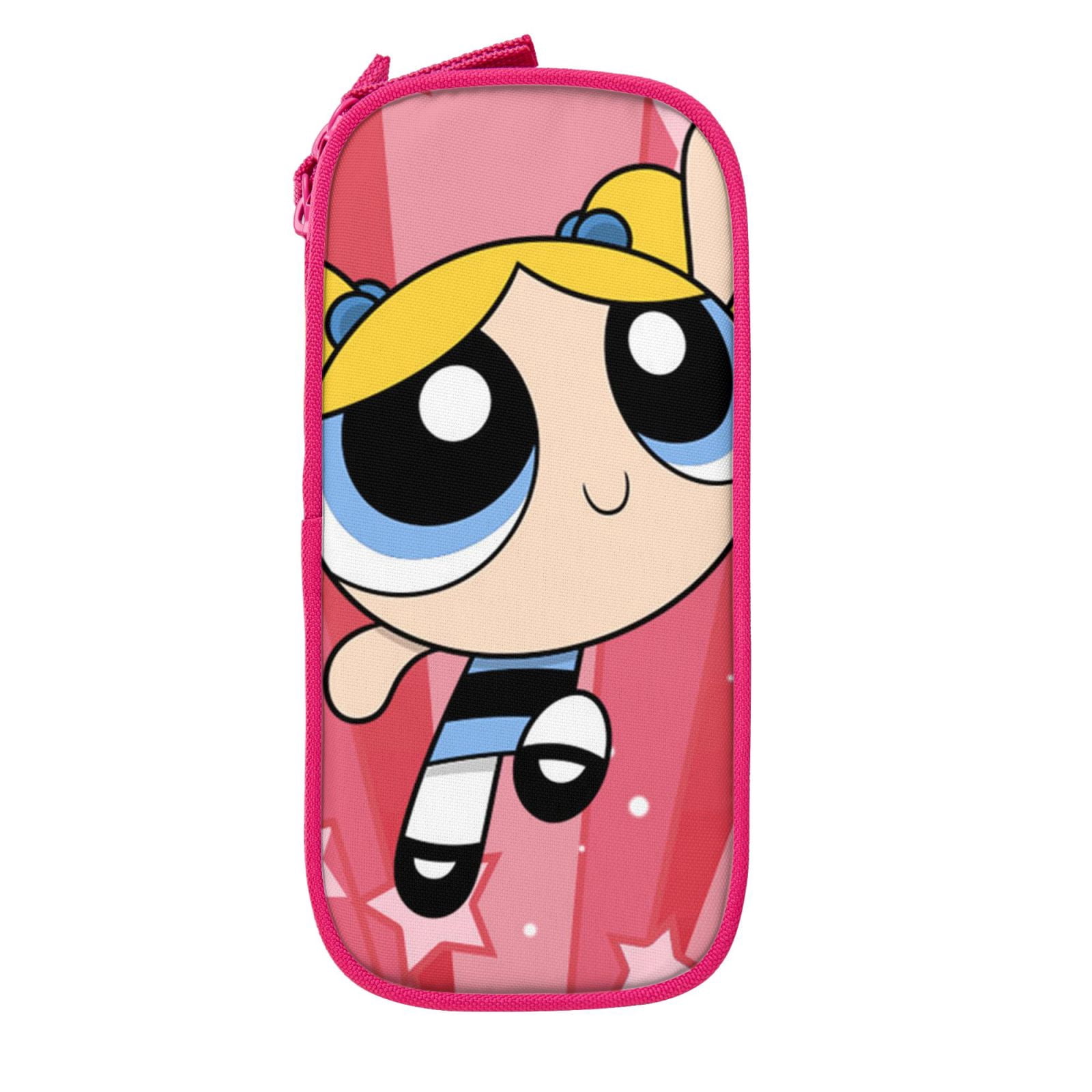 The Powerpuff Gi-rls Pencil Case Large Capacity Pencil Pouch Penbag Office Stationery Organizer Travel Makeup Bag Pink