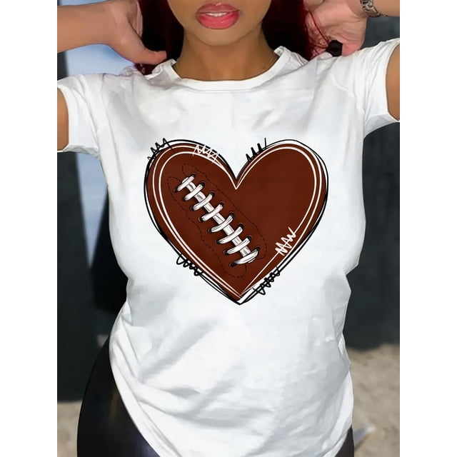 Camiseta de cuello redondo con estampado de amor, corte informal, manga corta, estilo primavera/verano, para mujer, para adultos, hombres, mujeres, adolescentes, jóvenes.