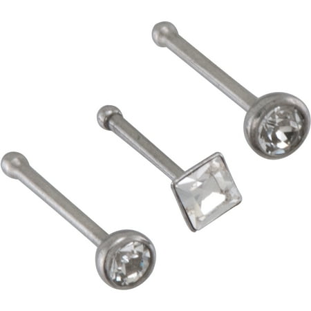 Body Jewelry Women's Lead Crystal Nose Stud Trio