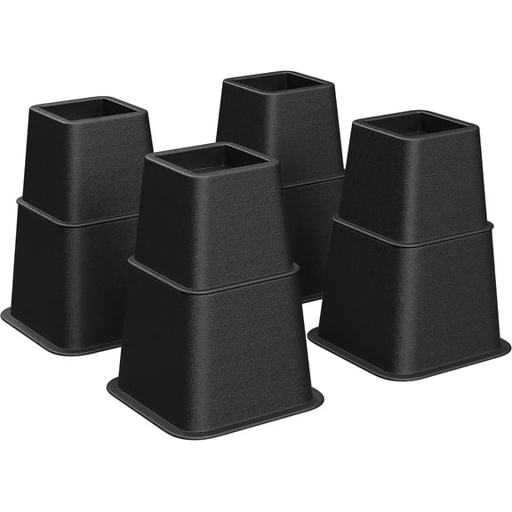 Bed Furniture Risers, Heavy Duty Bed Lifts in Heights of 3, 5 or 8 Inches, Lifts up to 1300 lb, Stackable Risers for Sofa, Table Legs Extenders, 8-Pack, Black