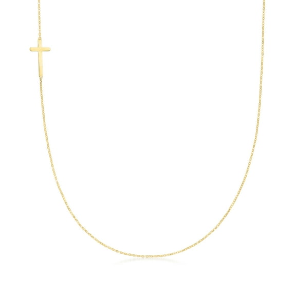 Ross-Simons Italian 18kt Yellow Gold Vertical Cross Necklace, Women's, Adult