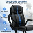 thumbnail image 6 of Hoffree Big and Tall Office Chair, 500LBS Executive Desk Chair with Adjustable Lumbar Support Ergonomic Computer Leather Chair with Padded Flip up Arms and Spring Cushion for Home Office, 6 of 13