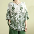 thumbnail image 4 of Tnhcen Blouse d'Été pour Femmes Grande Taille Col Rond / Chemise en Coton et Lin Brodée Style Chinois / Hauts de Mode Décontractés Amicaux Grande Taille (L-3TG), 4 of 9