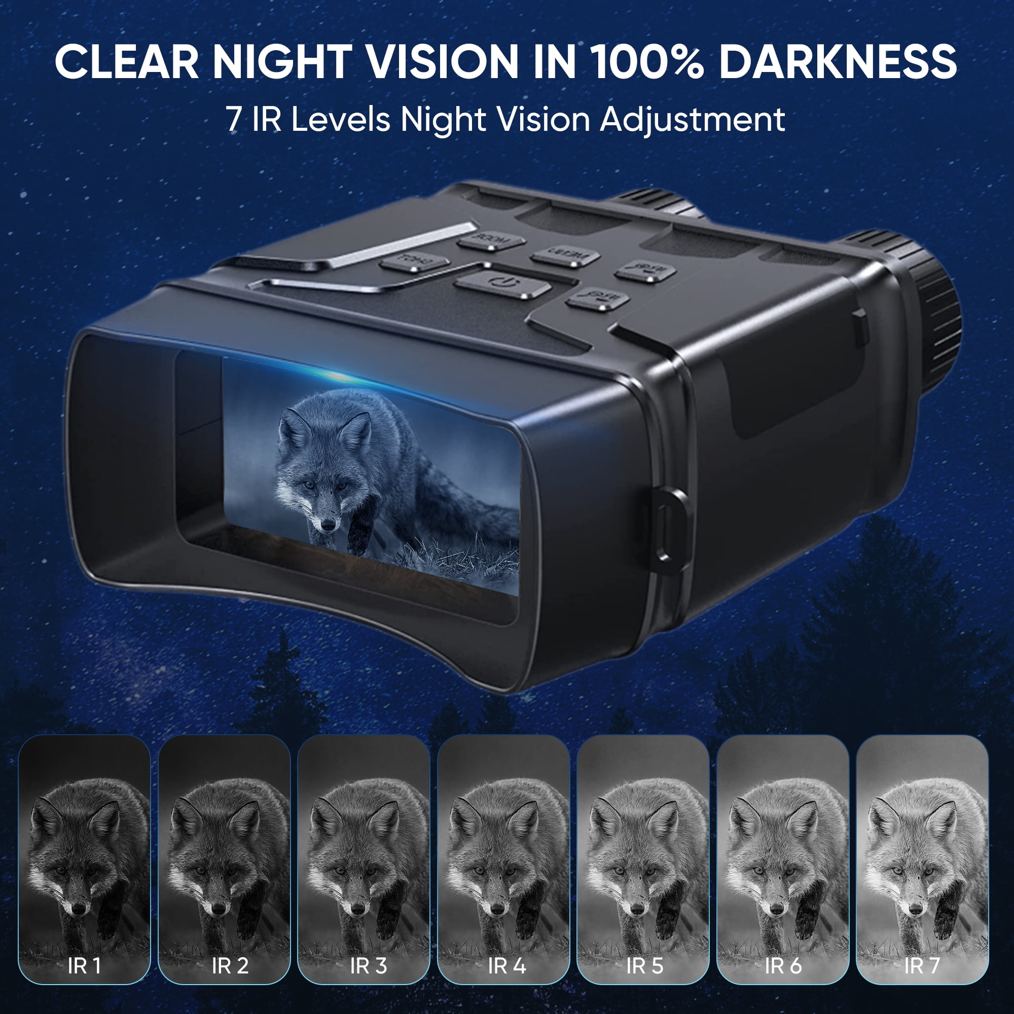 Night Vision Goggles, 2.5K Night Vision Binoculars, 2000mAH Rechargeable Infrared Binoculars, 10X Digital Zoom External Flashlight for Camping(Black)
