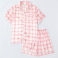 thumbnail image 2 of Ticikt Girls Pajamas Satin Pajama Set Silk Nightgown Short Sleeve Button Down Summer Bow Sleepwear for Big Kids,Color:Pink2,Size:9-10 Years, 2 of 4