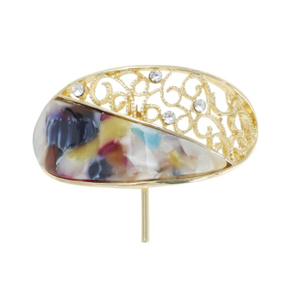 Unique Bargains 1 Pc Ponytail Buckle Hair Clip Hollow Hair Ponytail Cuff for Women Gold Tone Colorful
