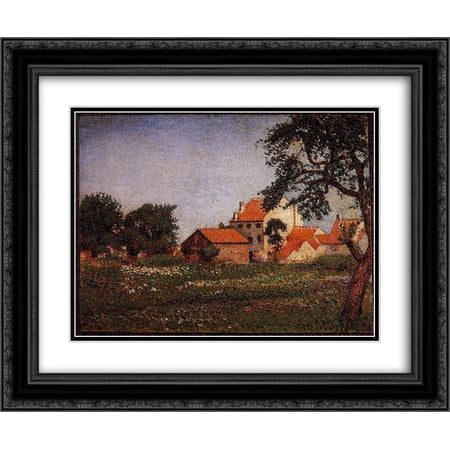 Georges Lemmen 2x Matted 24x20 Black Ornate Framed Art Print 'Houses at La Hulpe'