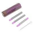 thumbnail image 3 of Paille Pliable, Paille Facile à Nettoyer Réutilisable en Acier Inoxydable pour Bureau Violet, 3 of 8