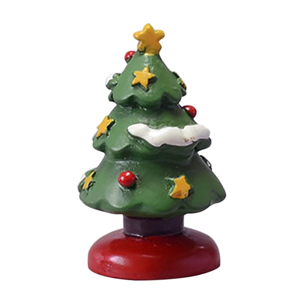 Set de adornos navideños de resina - Pastel en miniatura, caja de regalo, decoración de árbol y corona - Decoraciones navideñas de 4 piezas para la mesa navideña