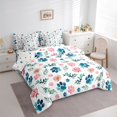 thumbnail image 2 of Homewish Cartoon Dog Paws 7-Piece Twin Bedding,Cute Floral Plant Bedding Comforter Set,Pink Green,Polkadot Reversible, 2 of 8