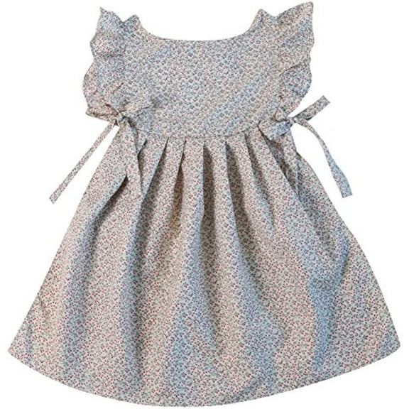 Making Believe Girls Pinafore Smock, Cream Calico, Girls Large 8-10