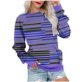 thumbnail image 2 of Long Sleeve Shirts for Women Black And White Stripes Fashion T-shirt Long Sleeves Blouse Round Neck Casual Sweatshirt, 2 of 6